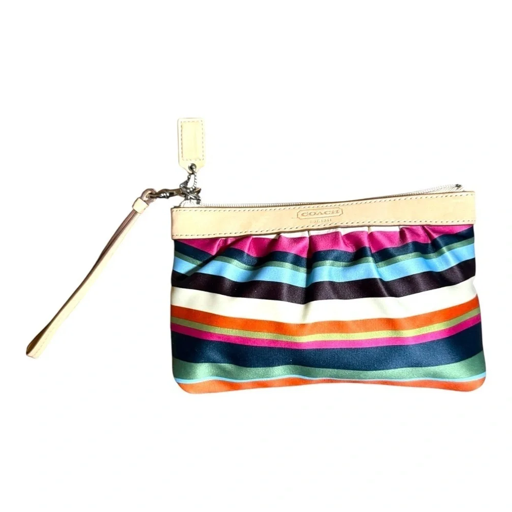 Rare Coach Legacy Stripe Leah Large Tote Purse & Matching Wristlet